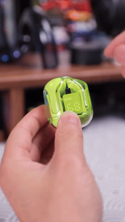 Crystal Portable LED Display Professional Wireless Earbuds